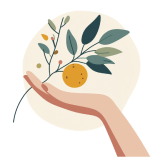 Una mano recoge una naranja del árbol